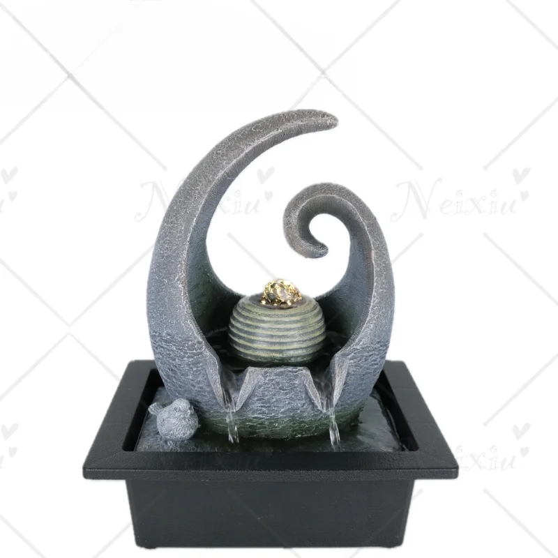 Indoor Tabletop Fountain Waterfall Fountains Water Feng Shui Zen Meditation Desktop Fountain with LED Light for Home and Office