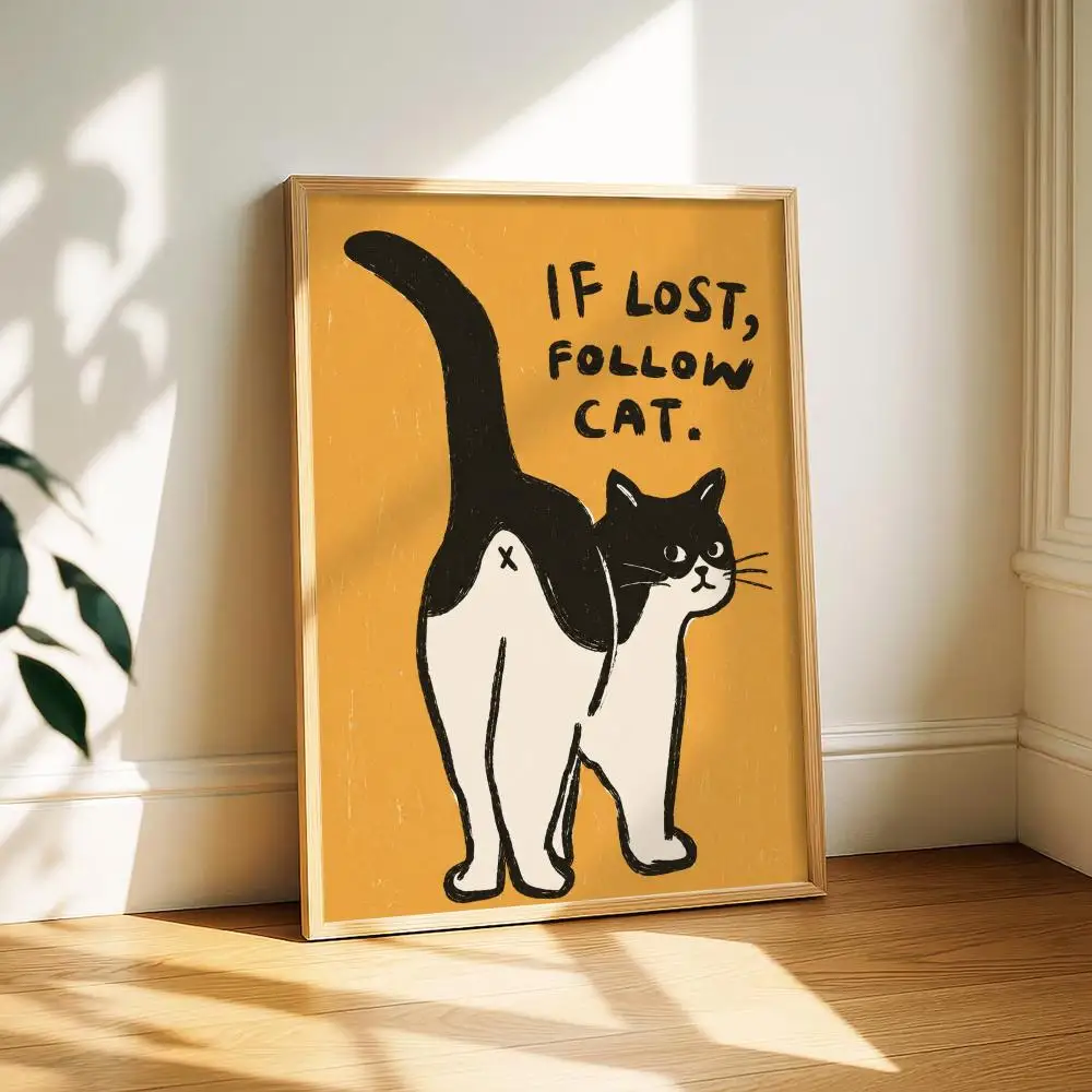 Whimsical Animal Follow Painting Calligraphy Canvas Poster Art for Bedroom Living Room Home Decor Wall Decoration Decals Gift