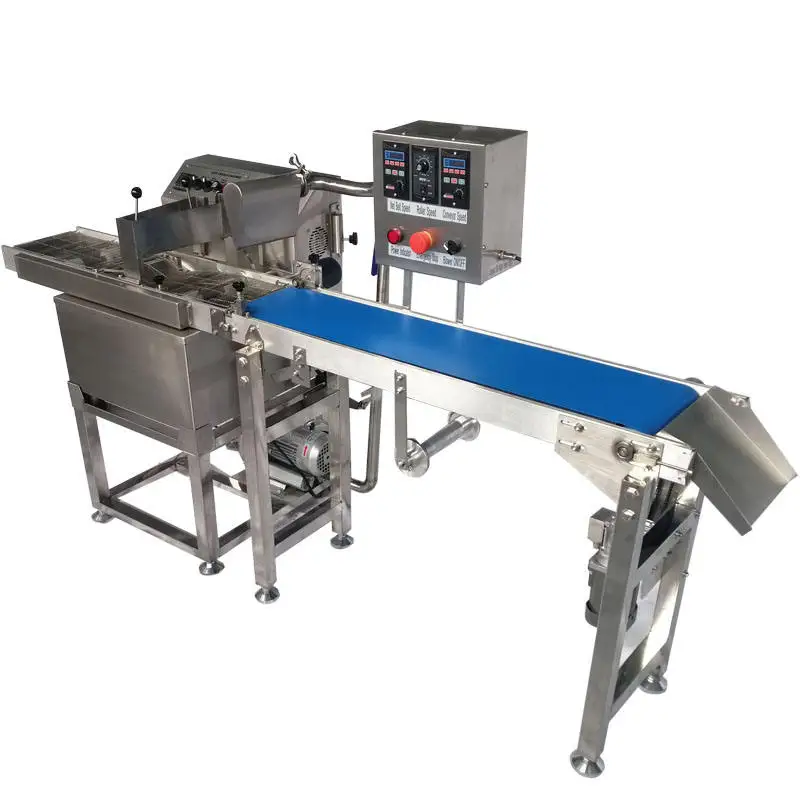 CG Machinery New Fully Automatic Small Chocolate Coating Machine with Cooling Fan and Conveyor Belt 304 Stainless Steel