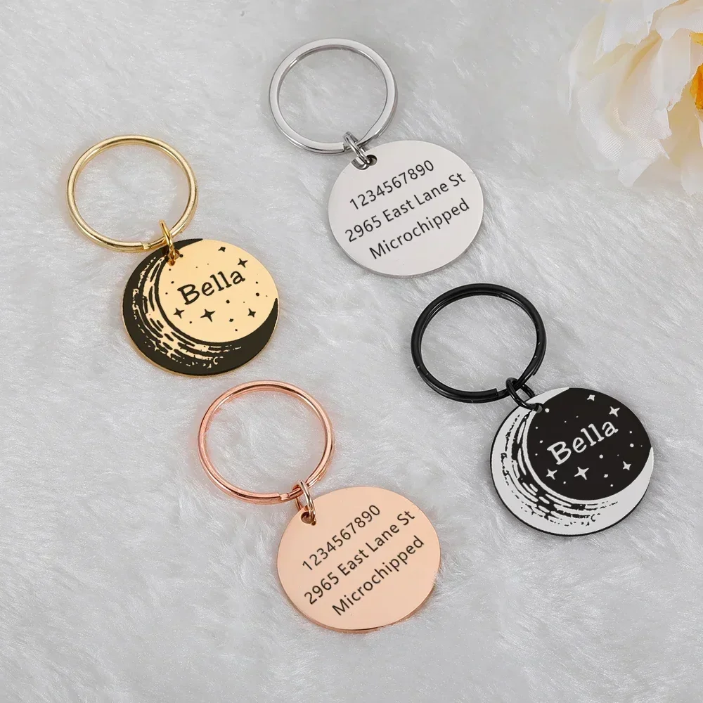 Personalized Pet Dog ID Tag Custom Anti-lost Pet Name Shiny Tags Engraving for Puppy ID Collar Nameplate Pendant for Puppy Dog