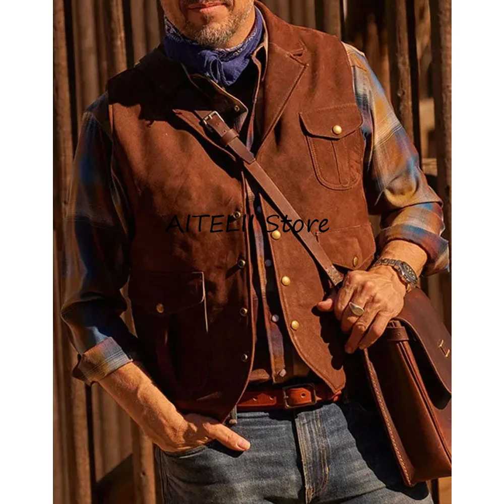 

Жилет мужские однобортные жилеты для мужчин костюм воротник замша три кармана лучший мужской жилет рабочая одежда костюмы блейзер