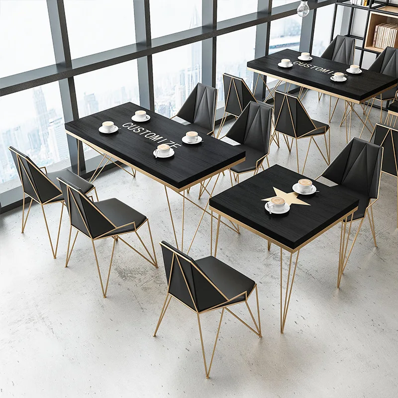 Picture 3: Nordic Internetcasual music bar restaurant dining table chair bar coffee solid wood dining table and chair combination