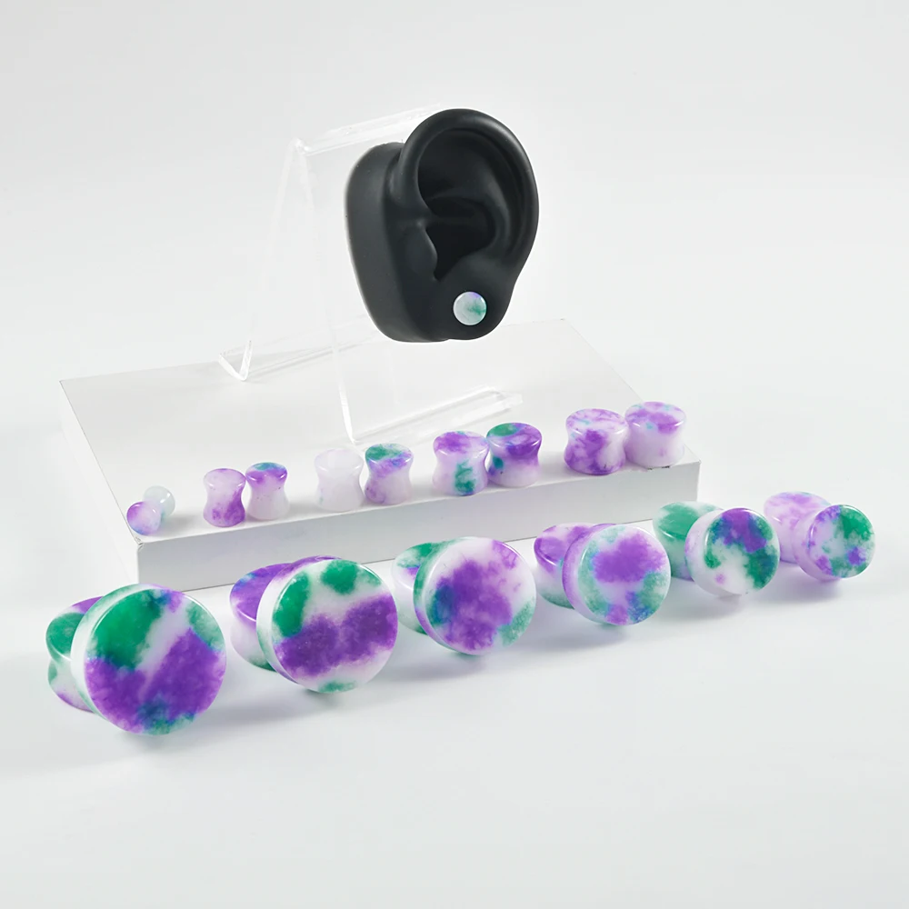 1PC Solid Stone Ear Plugs Gauges Earrings Women Men Flesh Tunnel Piercing Expander Ear Stretcher Jewelry 6mm-30mm