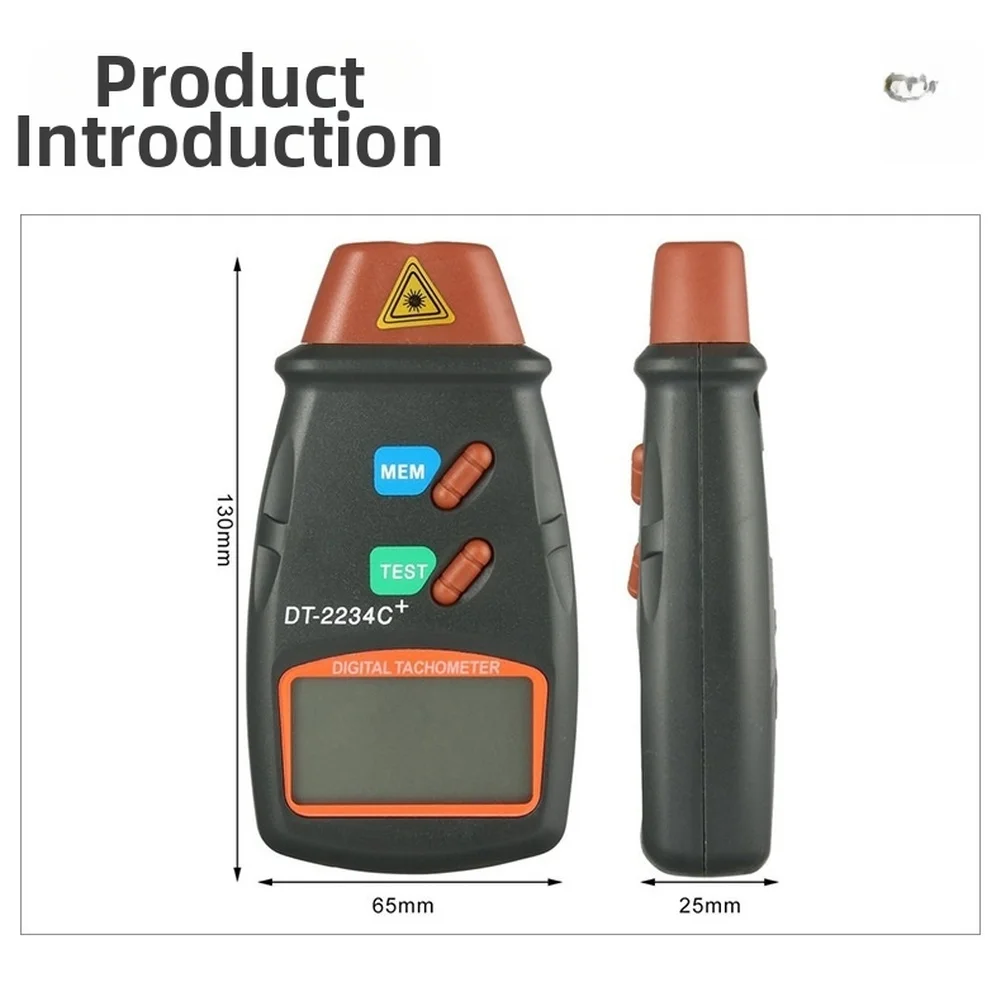 For DT-2234C+ Non Contact Digital Optical Tachometer 2.5 To 99999 RPM Infrared Motor Meter With Data Storage For Industrial