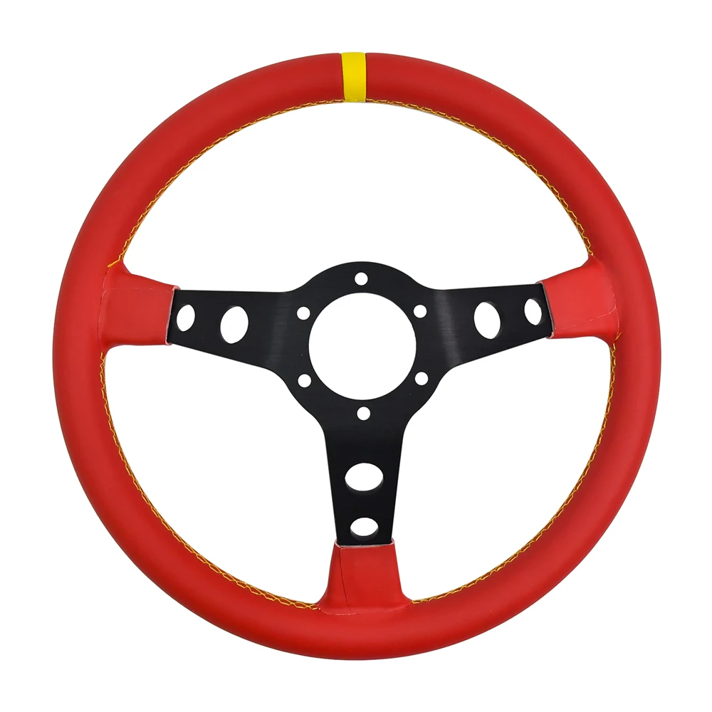 M Brand 330mm Universal Racing Steering wheels Deep Dish Leather Drifting Sport Steering Wheel With Multi-Color Connector 3