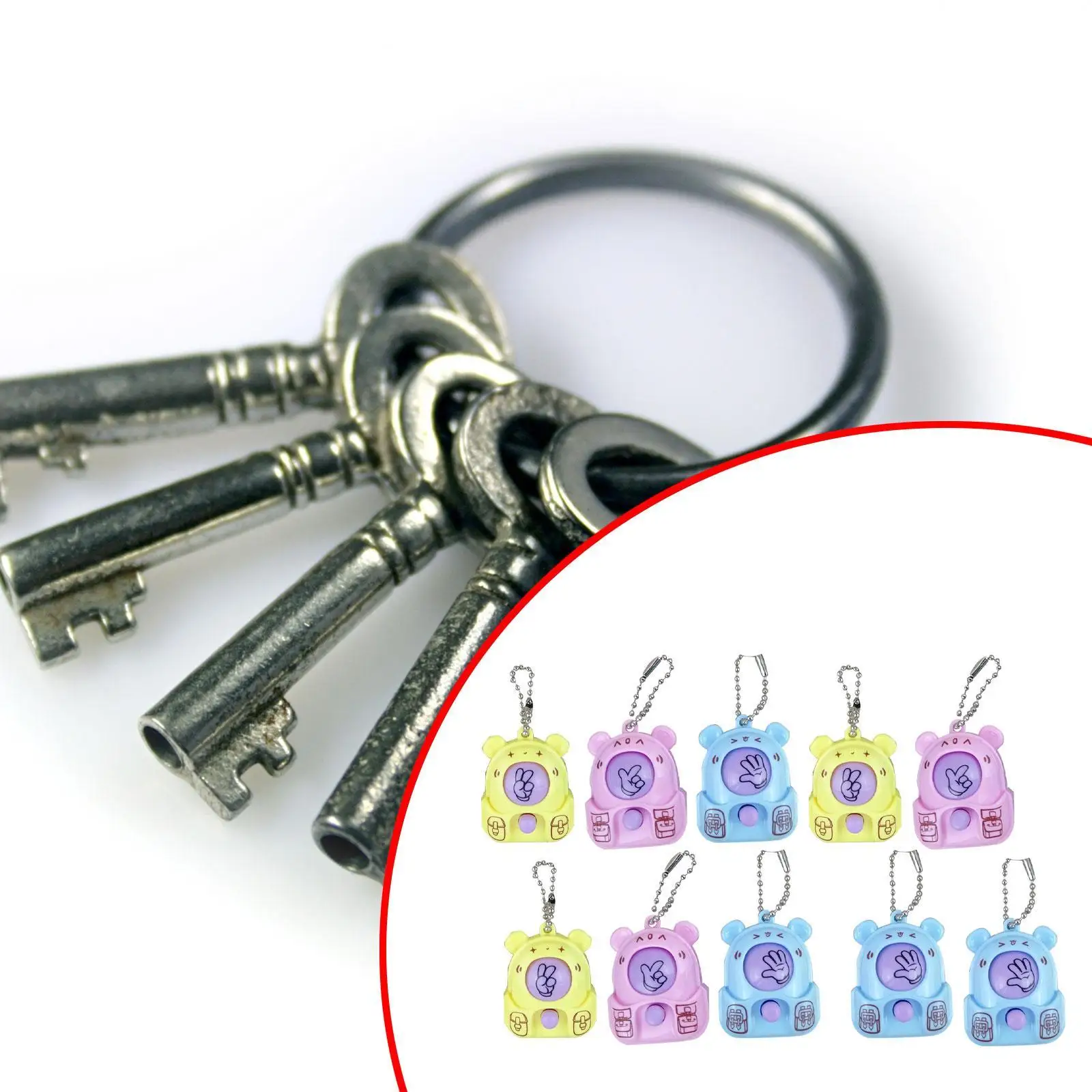 10Pcs Rock Paper Scissors Toy Cute Mini Toy Keychain for Babies Teens Girls