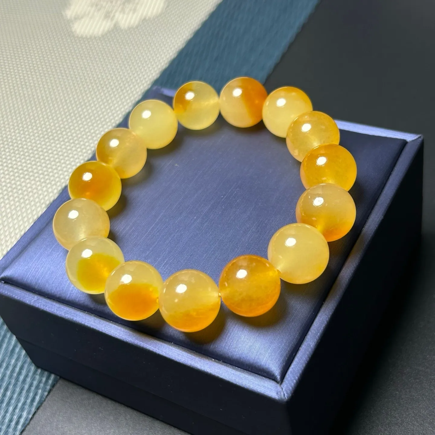 AAA Real Natural Ice yellow Burmese Beads Jade jadeite Bracelets Bangle 14MM