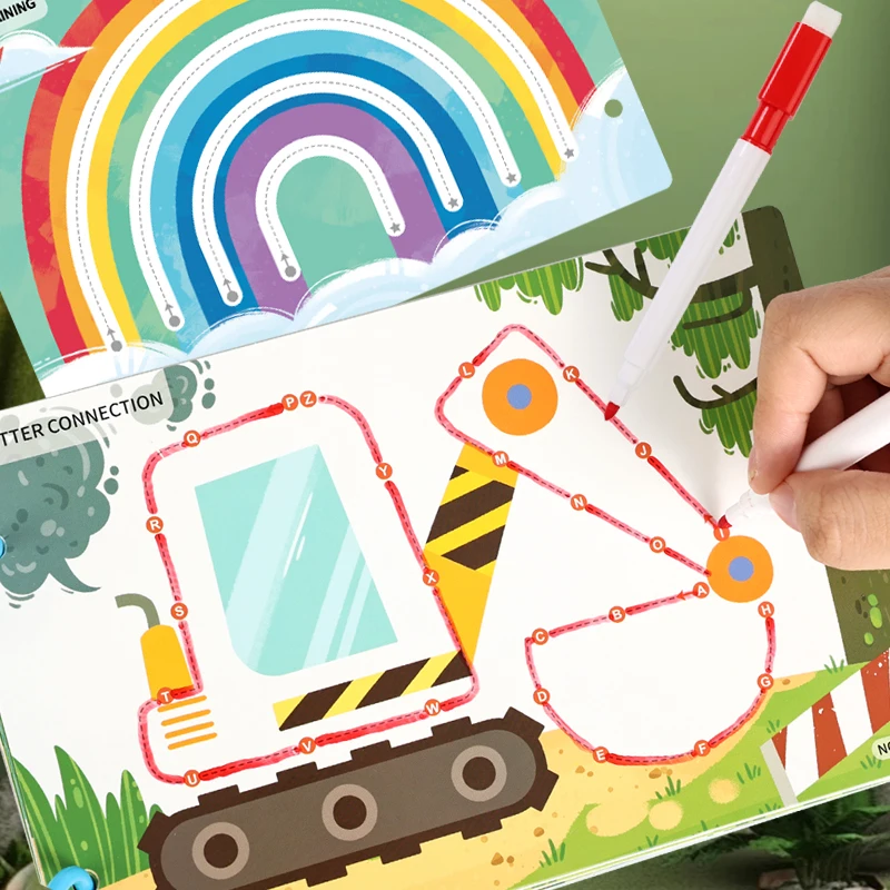 Montessoriaans speelgoed Pen Control Trainingskaarten voor baby Voorschoolse Herbruikbare Focuspraktijk Cognitieve ontwikkeling Educatief speelgoed
