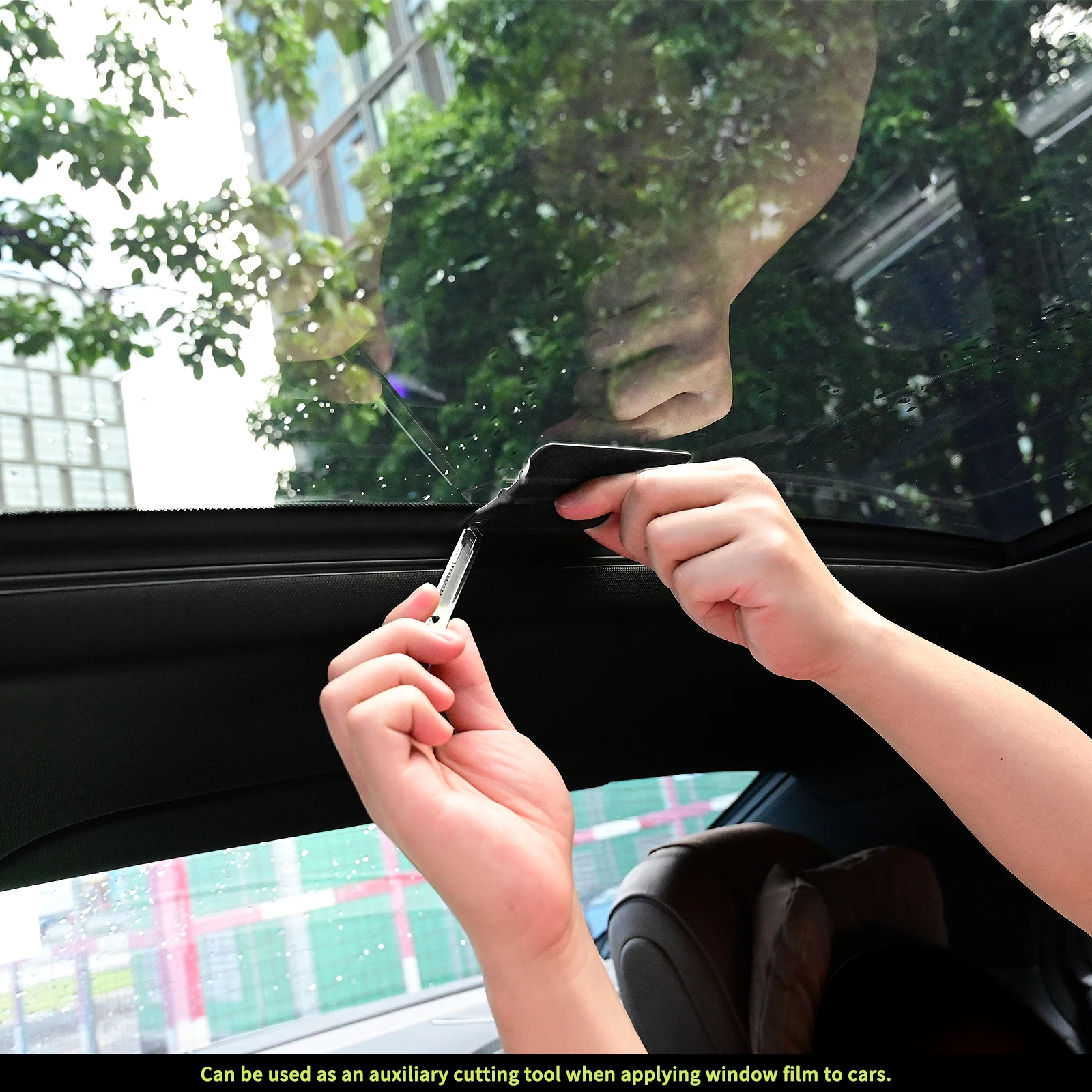 EHDIS Car Carbon Fiber Film Squeegee Vinyl Wrap Installation With Blade Groove Guides Protection Edge Cutting Aid Tool Scraper