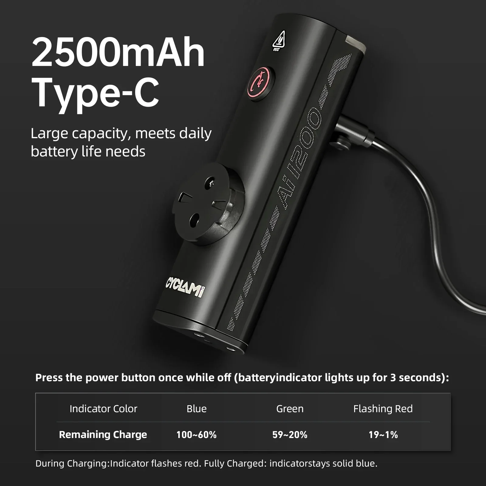CYCLAMI AI-1200 Lampka Rowerowa Przednia MTB Szosowa AI 1200 Lumenów Lampka Przednia do Jazdy Nocnej Przenośna Latarka Czarna Lampka Tylna — zdjęcie 7