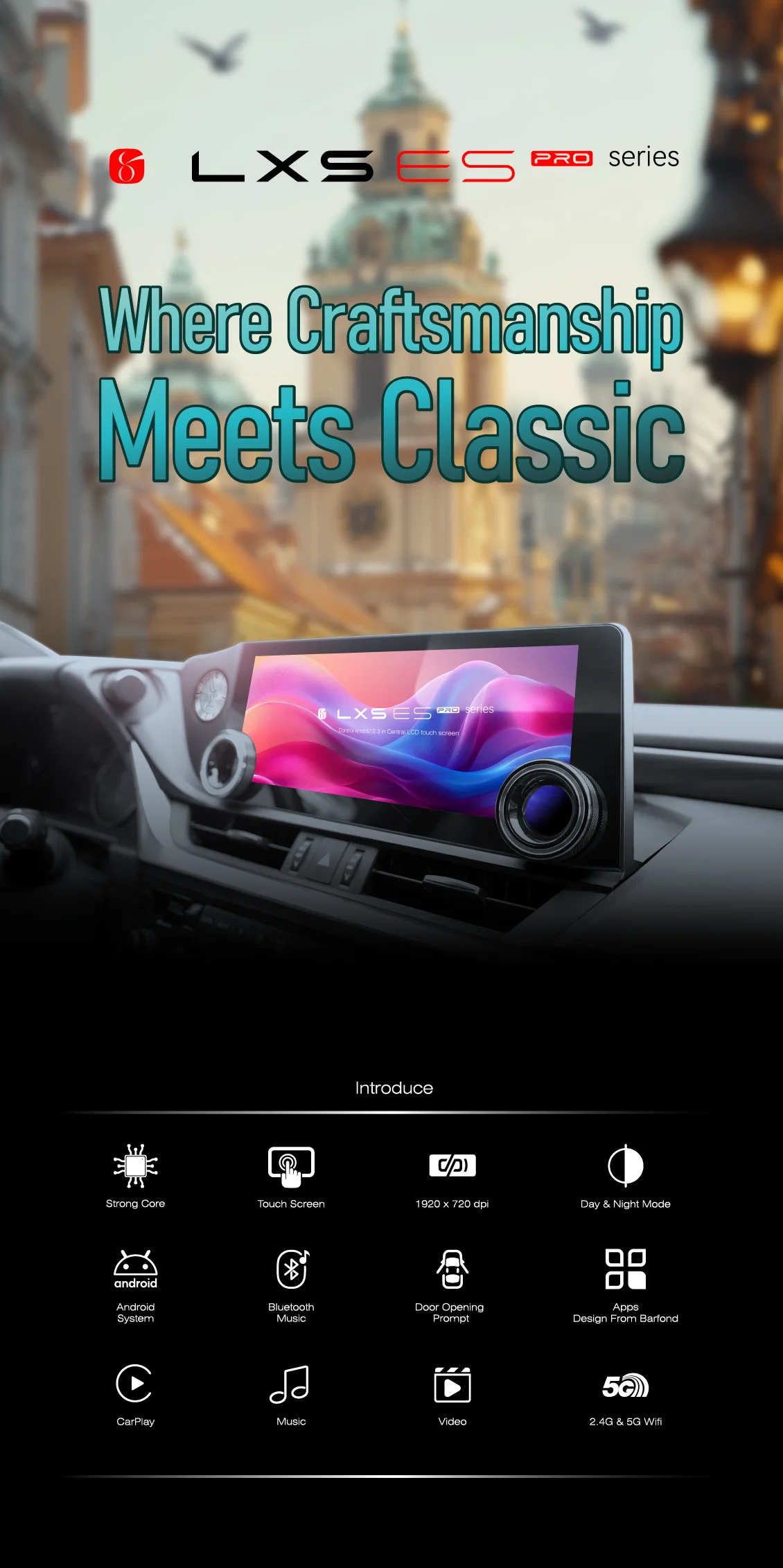 New 12.3 Inch Android Radio GPS Navi Touch Screen Car DVD Player Carplay for Lexus ES 2018-2021 Backup Camera Dashboard 8+128GB