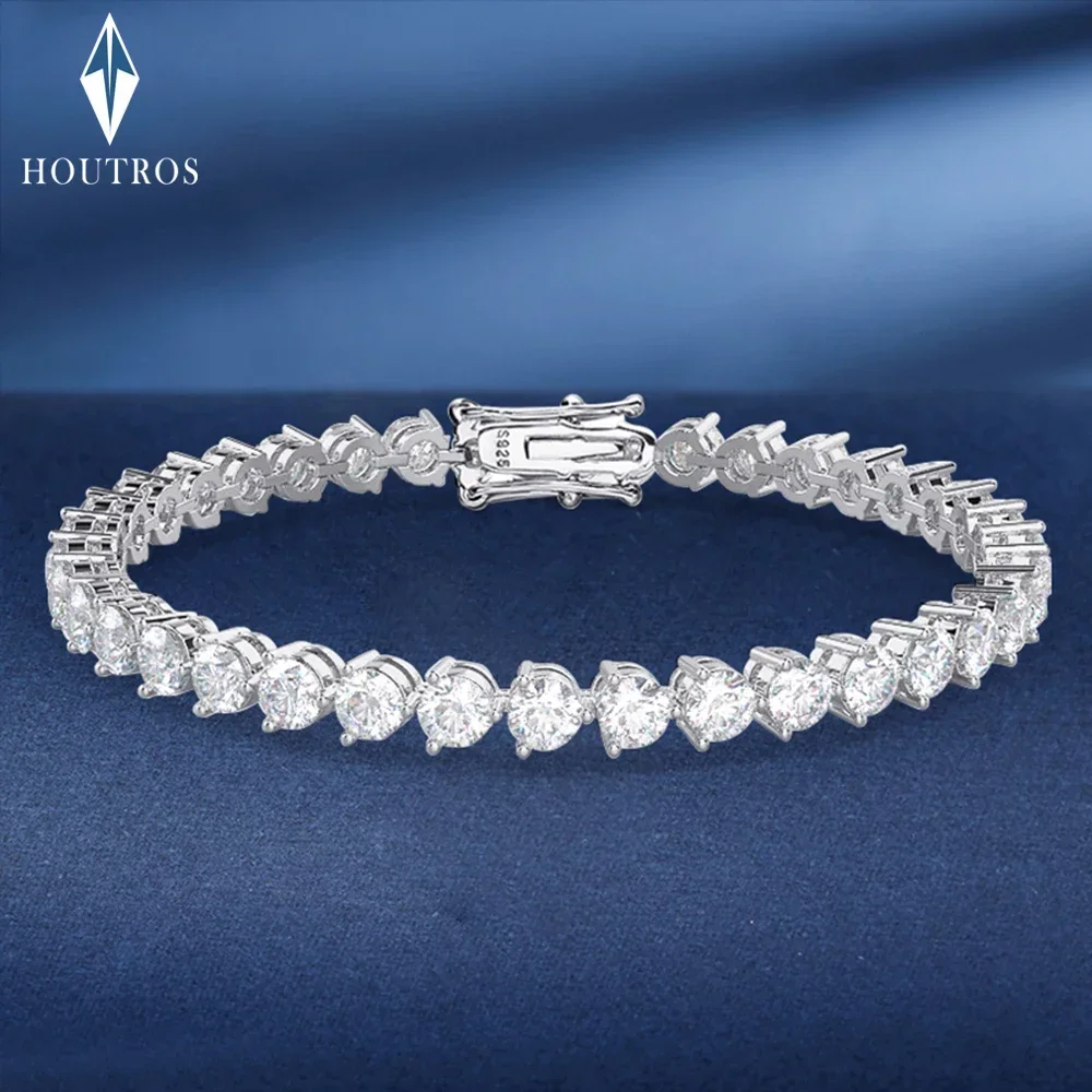 

3/4/5mm Full Moissanite Tennis Bracelet 3 Prong Setting Moissanite Diamond Bracelets for Women Men 925 Sterling Silver Jewelry