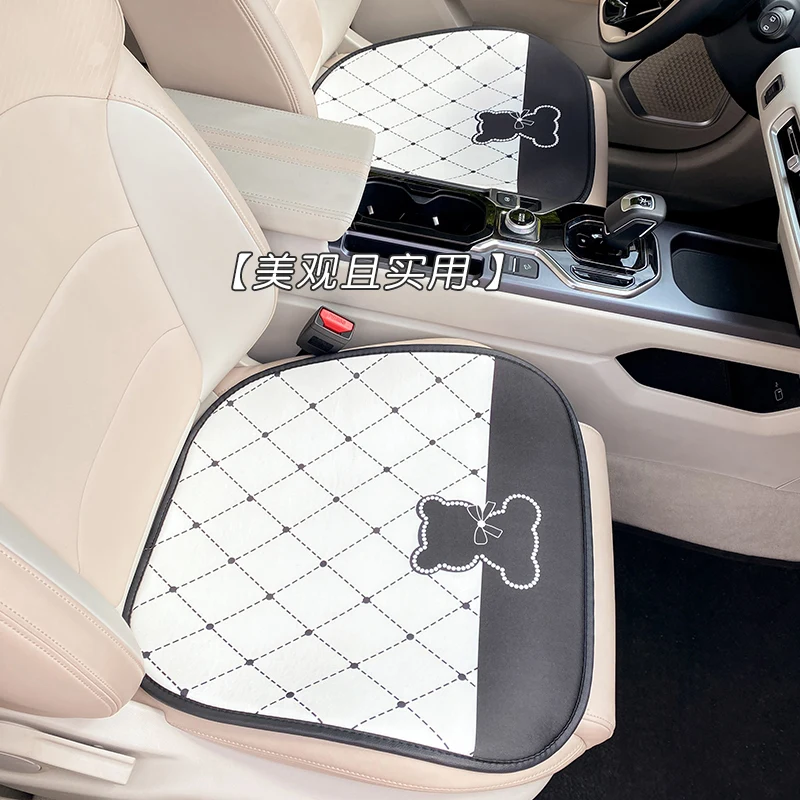 New Cartoon Cute White Bear  Creative Ice Silk Comfortable Protective Rear Cushion Car Seat Cover
