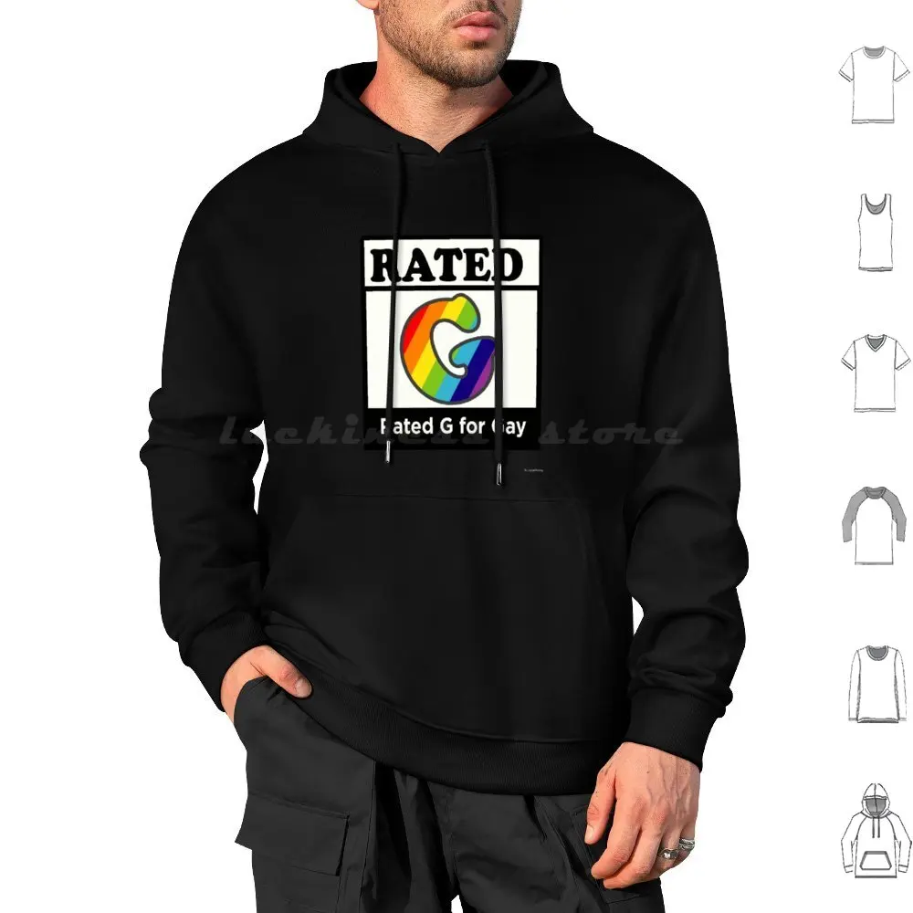 Rated G For Pride Funny Pun Meme Hoodies Long Sleeve Perfect For Queer Pride Love Rainbow Bisexual Im Rating