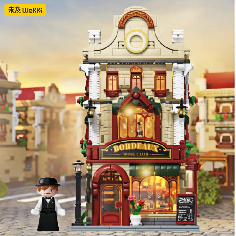 Wekki Baustein Bordeaux Wine Club Puzzle Miniatur Montage Bau Modell 3D Desktop Dekoration Kreative Geschenke Set