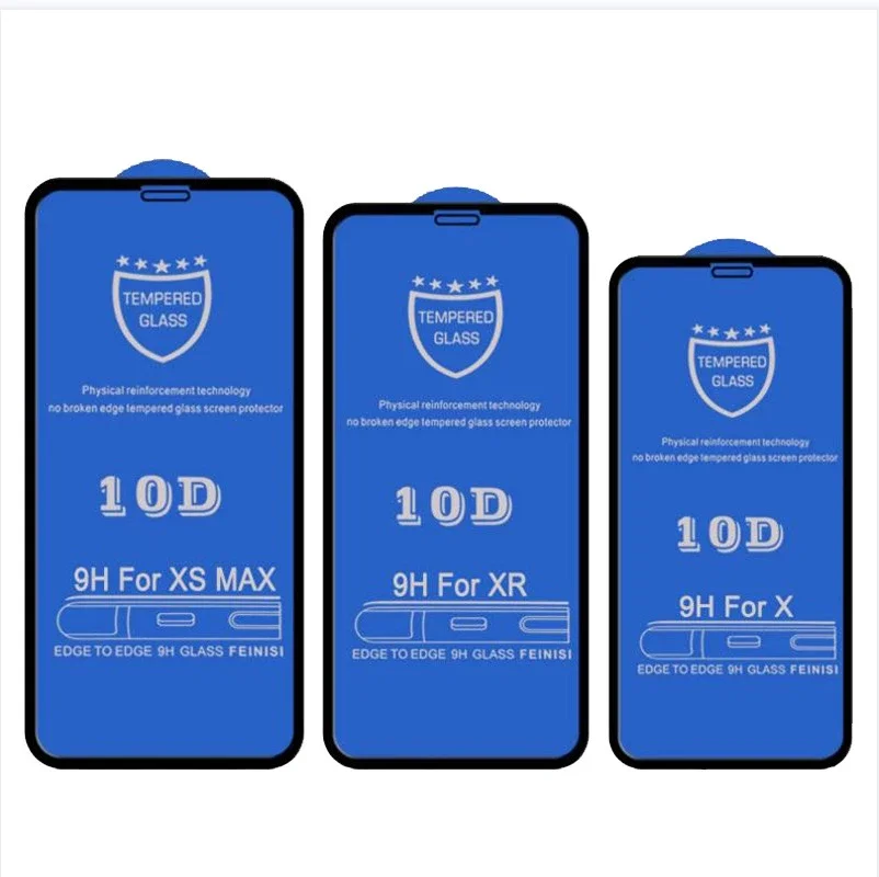 30pcs  Tempered Glass 10D Full Glue Cover Premium Screen Protector Film or IPhone 13 Pro Max 12Mini 13Mini 11 XS XR X 8 7 6