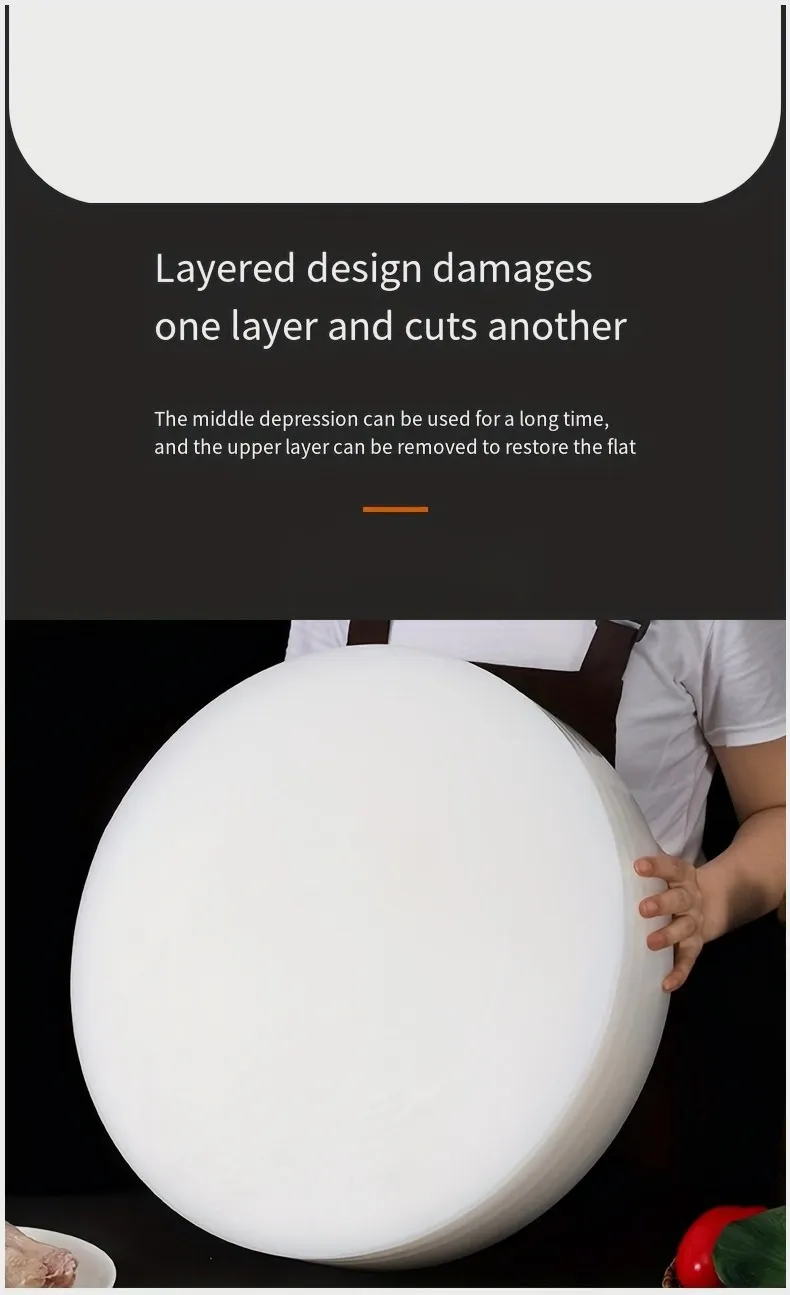 

Large Round PE Cutting Board for Kitchen Use – Food-Safe, Hydrogen Peroxide Free, Smooth Non-Stick Surface, Lightweight & Easy to Clean