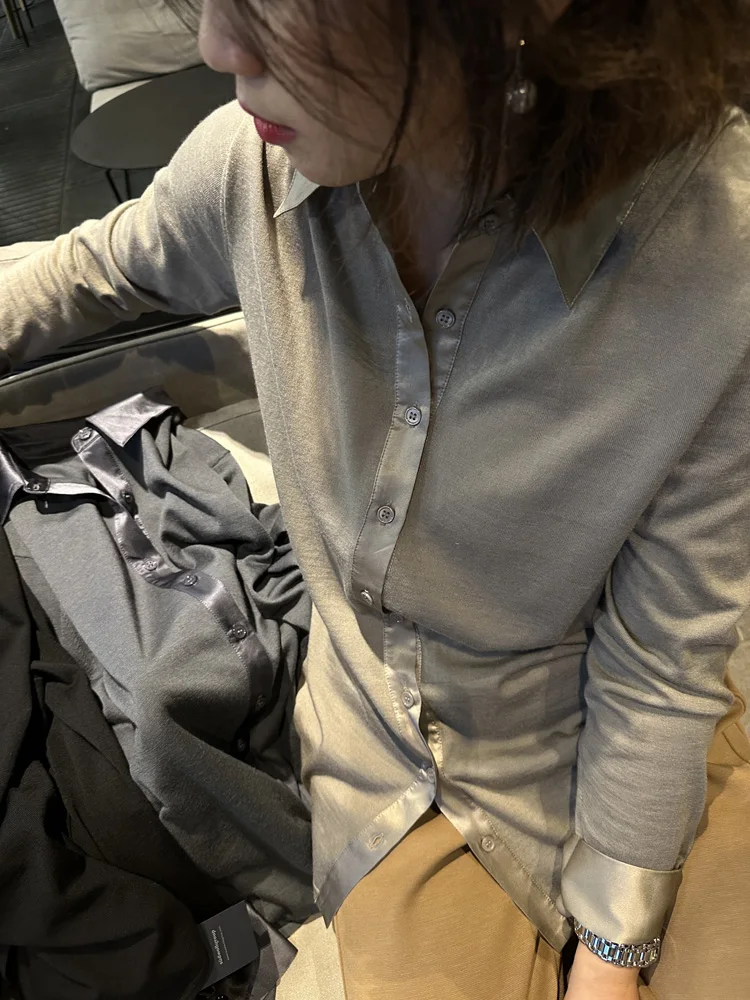 

Premium G-ade Yangzhou Yarn Ultra-Fine Wool Silk Long Sve irt Slimming Top Ne Knitted Woolen Sweater for W...