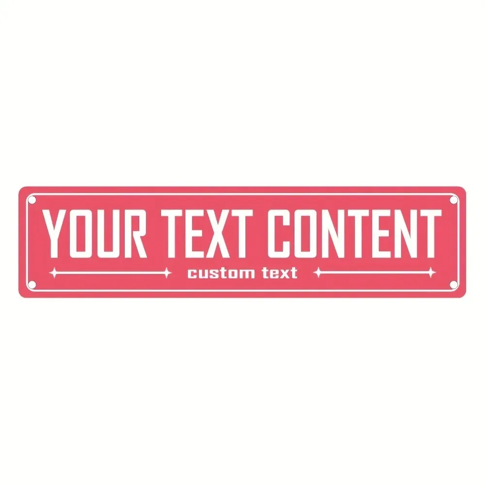 Home Outdoor Wall Plaque 40×10cm [2D Flat] Custom Pink Waterproof Dustproof Aluminum Sign Personalized Text Only For Decoration