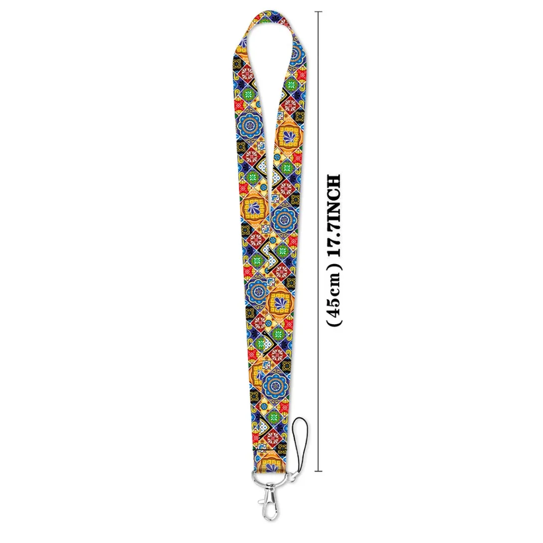 LX1388 Vintage Pattern Neck Strap Lanyard for Keys Keychain Badge Holder ID Credit Card Lariat Mobile Phone Charm Accessories