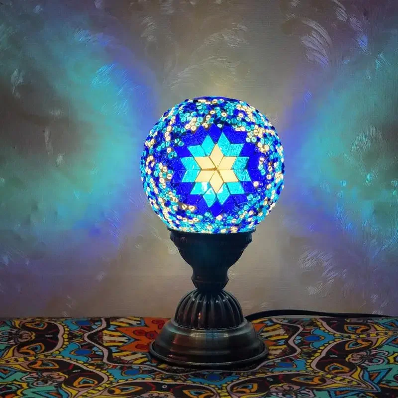 Mosaic Table Lamp Bedside Children\'s Room Decorative Lighting Turkish Ball Diy Nightlight Bed Room Desk Decoration Desk Lamp