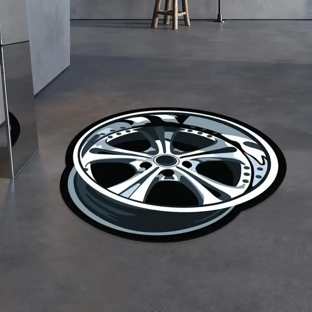 VIKAMA Creative Card Road Tyre Print Rug, Non-Slip & Dirt-Proof, Washable, For Water Cleaning Of Living Room Home Decor Carpet.