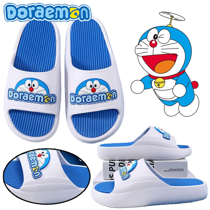 

Мультяшные утолщенные тапочки Doraemon для мужчин и женщин, модные тапочки, мягкая обувь для ванной, пляжная обувь Шлепанцы EVA, повседневная обувь для улицы