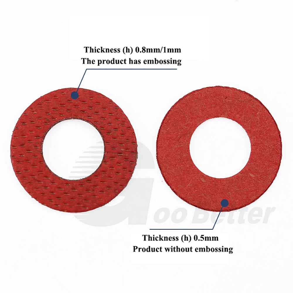 50-500Pcs M2 M2.5 M3 M3.5 M4 M5 M6 M8 RRed Seal Gasket ed Steel Paper Insulating Flat Washer O-Ring Plain Gasket Meson Spacer