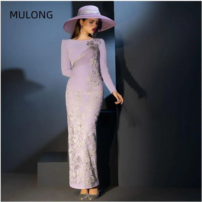 MULONG Women Summer For Evening Dresses Appliques Lace Party Long Dress Round Neck Mermaid  Plus Size Prom Dress Women Clothes