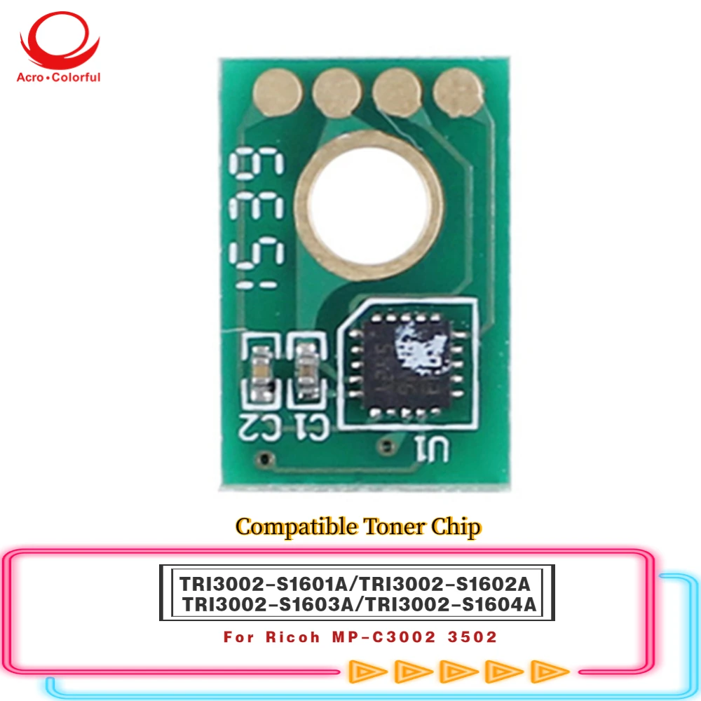 

Совместимый чип картриджа с тонером TRI3002-S1601A S1602A S1603A S1604A применяется к цветным принтером Ricoh MP C3002 3502 JP