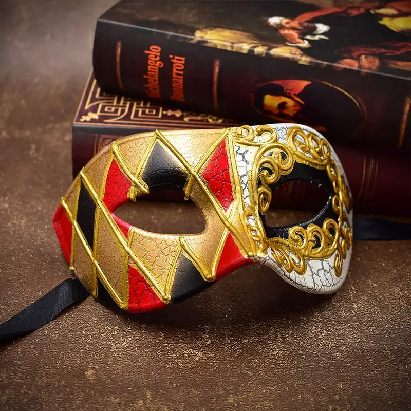 

Men Spliced Masquerade Mask Mardi Gras Noble Boys Venetian Halloween Mask For Carnival Party Prom Ball Cosplay Performance Props