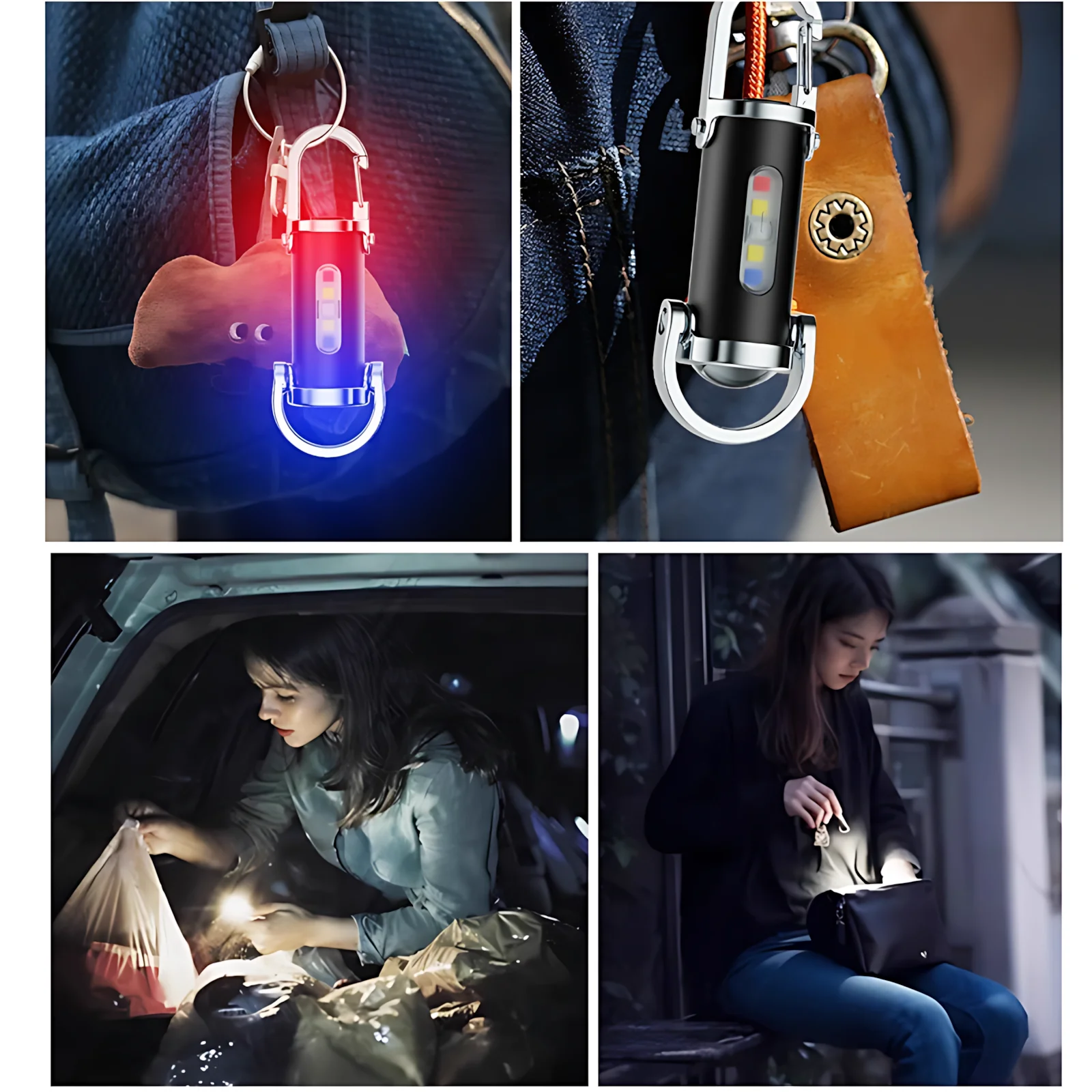 مصباح مفاتيح LED عالي القدرة + COB - 8 أوضاع مع SOS، قابل للشحن عبر منفذ Type-C، مصباح يدوي محمول مضاد للماء، معدات بقاء للاستخدام اليومي (EDC)، التخييم، التنزه، الطوارئ