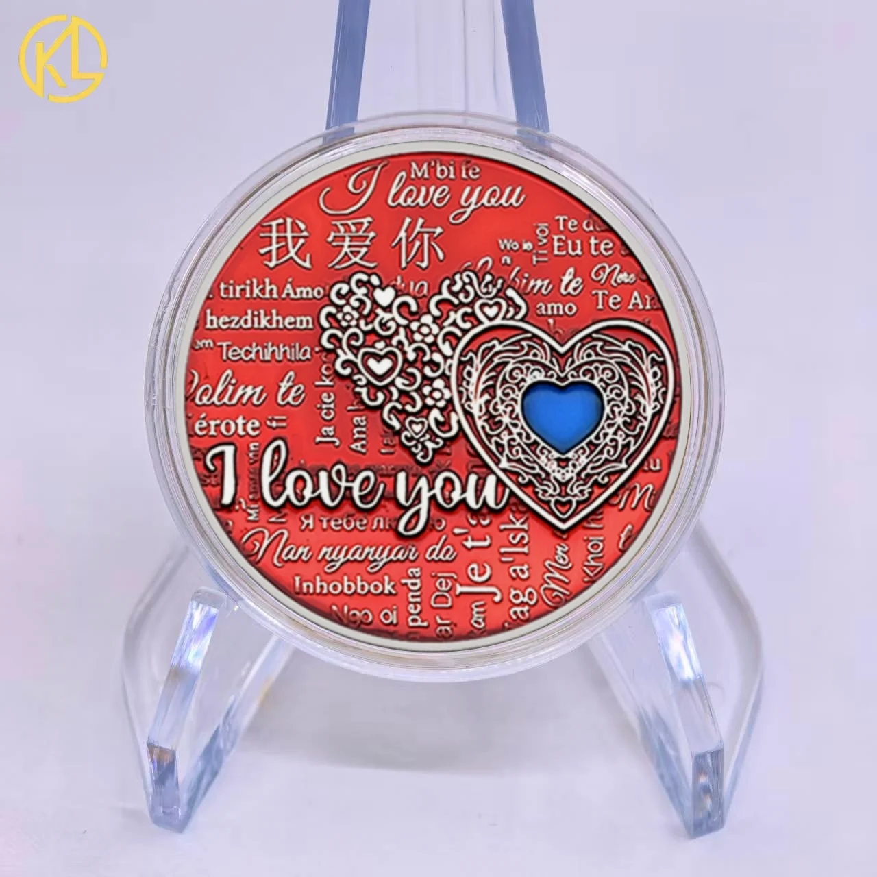 Happy Valentine's Day Gift Silver Gold Plated Challenge Coin One Hundred Languages I Love You Commemorative Coins