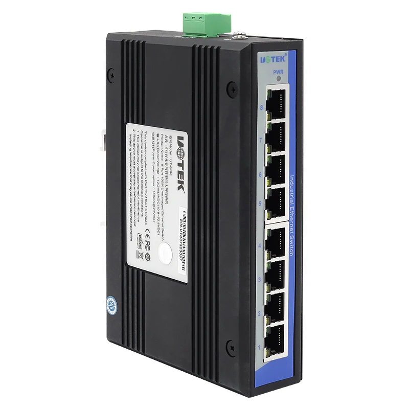 UOTEK 10/100M 8-Port Unmanaged Ethernet Switch DC Input Wall-mounted Industrial Switch IEEE 802.3 10Base-T Standard UT-6408
