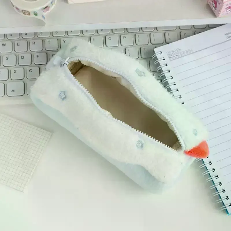 Cute Cream Swiss Roll Plush Pencil Case Large Capacity School Student Stationery Storage Bag