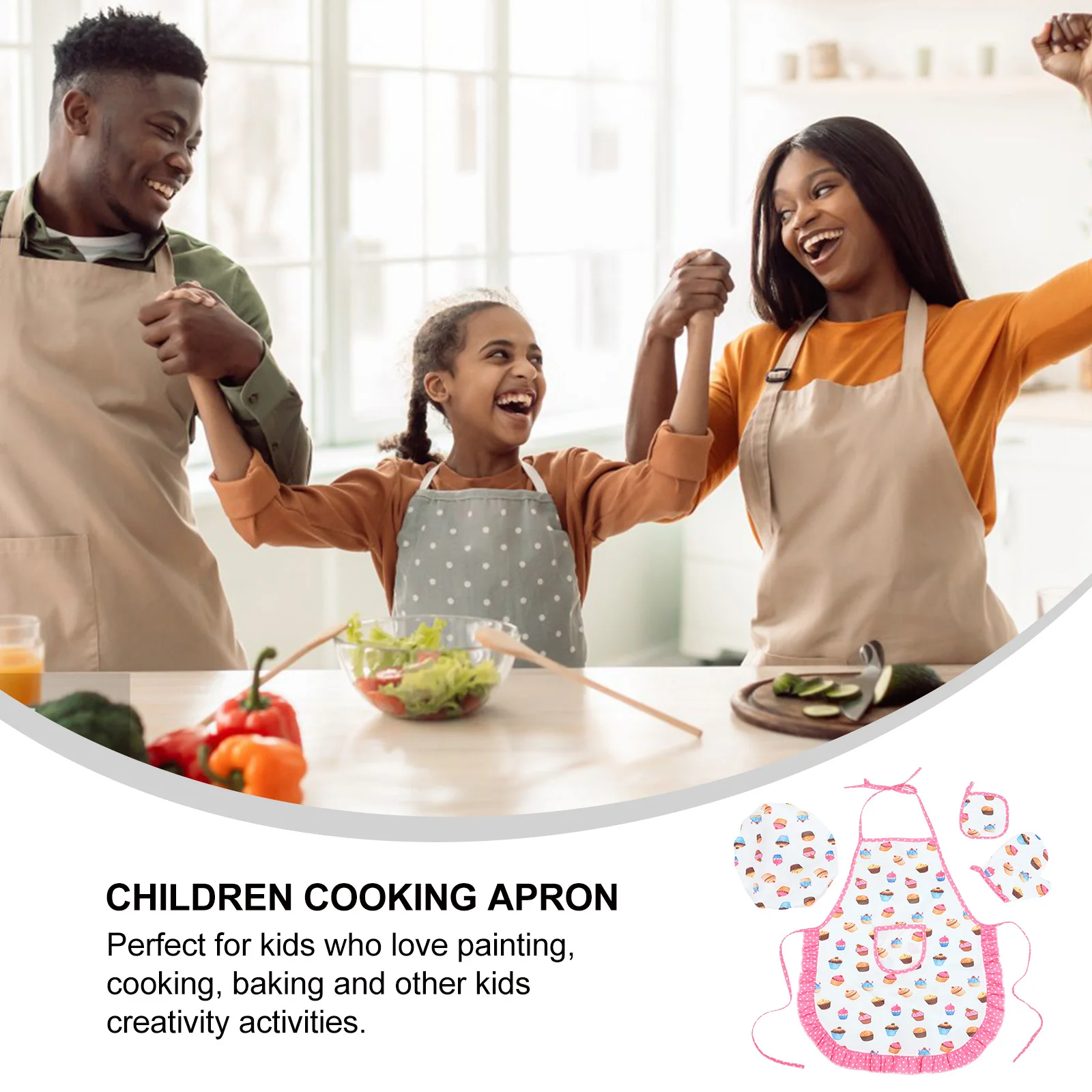 Children's Apron Kids Cooking Aprons Chef Hat and for Tools Kitchen Supplies Girls Toy Toddler