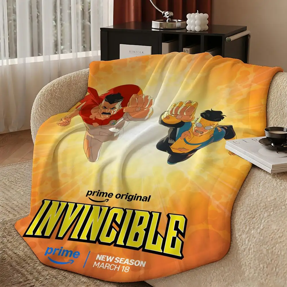 animation I-Invincible-e Throw Warm Soft Flannel Blanket, Multi-use for Sofa Bed Camping Travel Nap