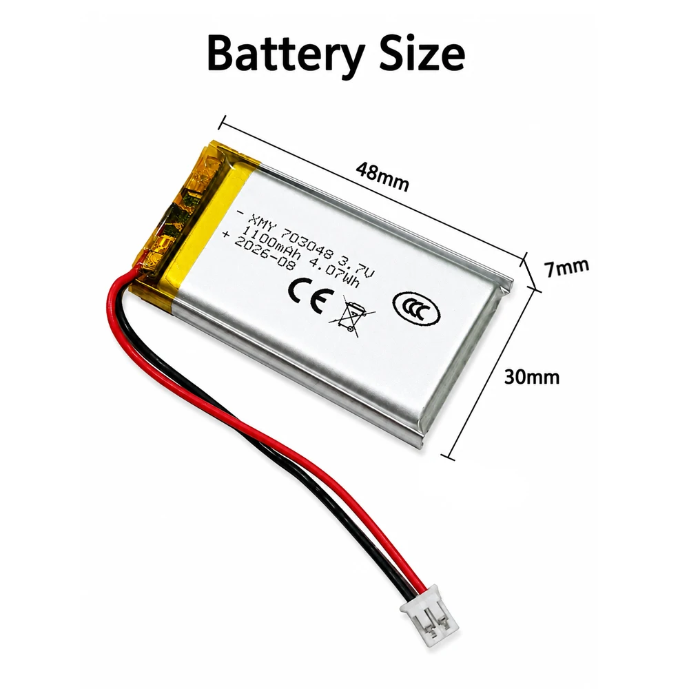 10PCS 703048 1100mAh 3.7V Rechargeable Lithium Polymer Battery for Beauty Instrument Early Education Machine Laptop LED Lights