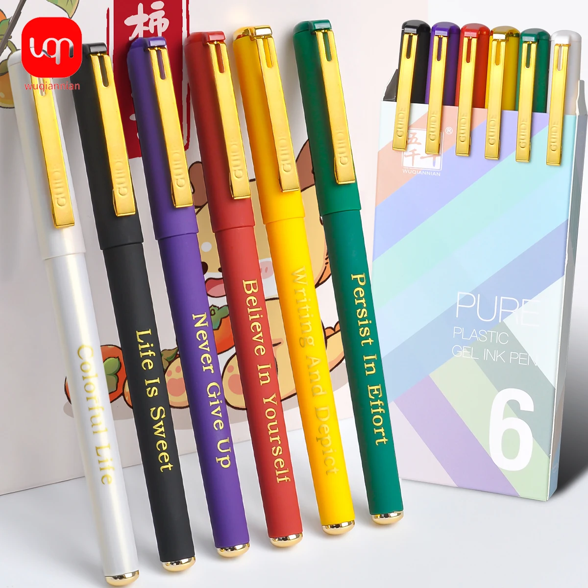 

WQN-3/6/12 шт., нейтральная ручка с высоким содержанием алфавита, наконечник 0,7 мм, разноцветные чернила, ручка для бизнес-подписи, школьные и офисные канцелярские принадлежности