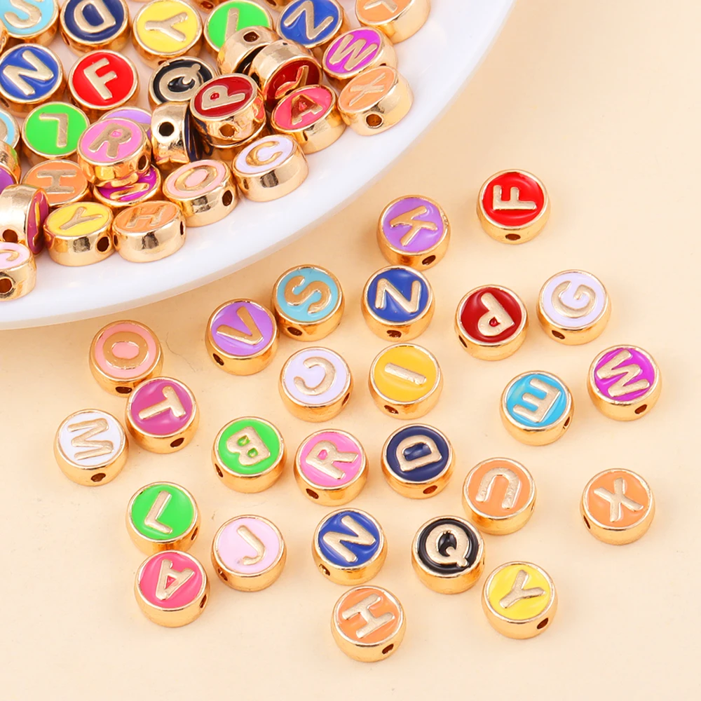 26Pcs Creative Trend Alloy Enamel A-Z Letter Charm Beads Pendant DIY Necklace Earrings Jewelry Making Accessories Gift Wholesale