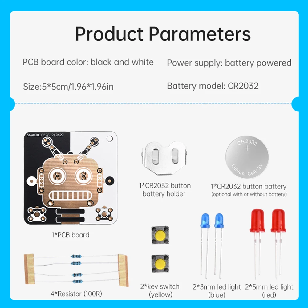 Robot electrónico LED para principiantes, Kit de soldadura divertido, módulo de tubo emisor de luz LED, bricolaje