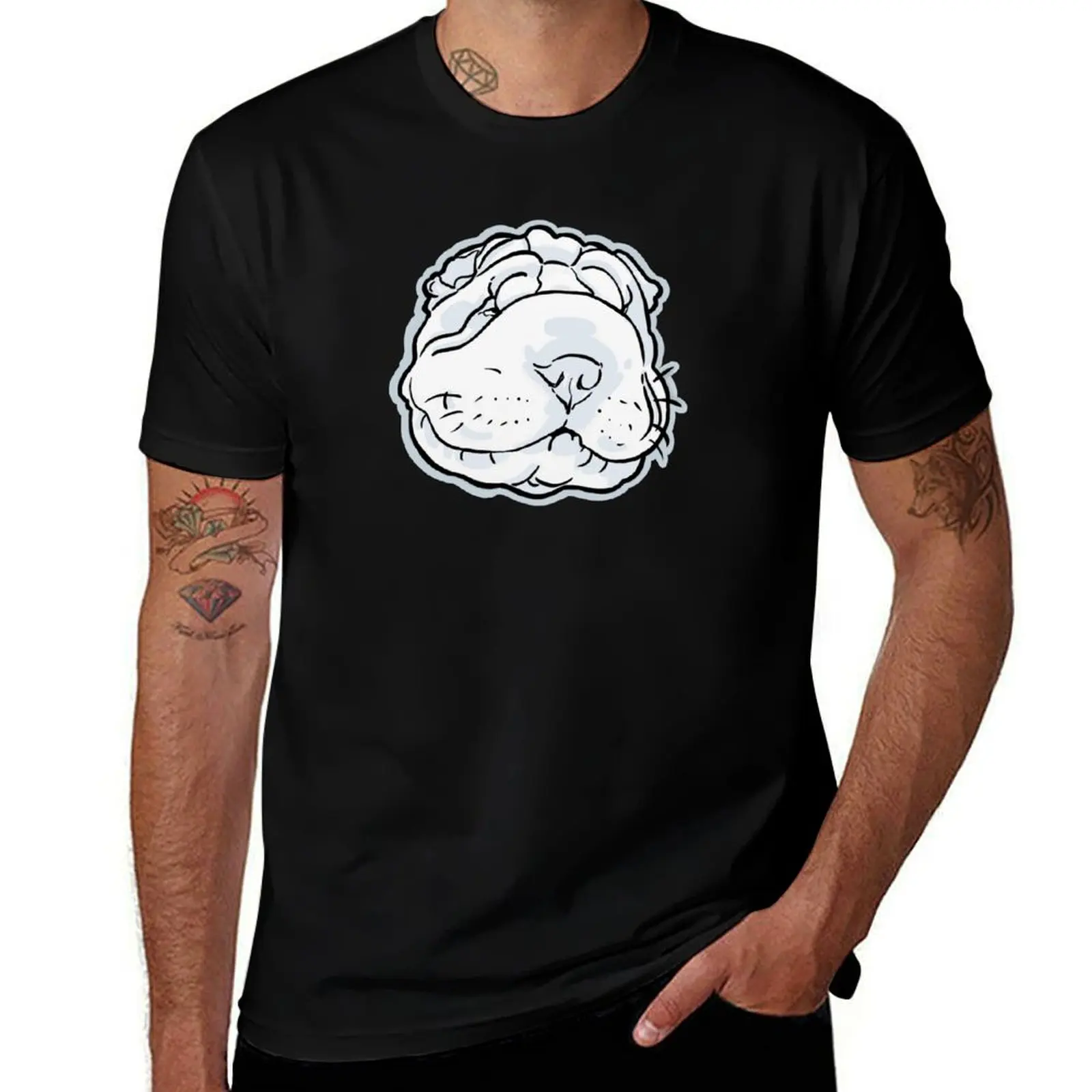 

Robbie the Shar-Pei Pup - Big Fat Face Logo T-Shirt men t shirt cotton 100% t shirts for man slim fit T-shirt