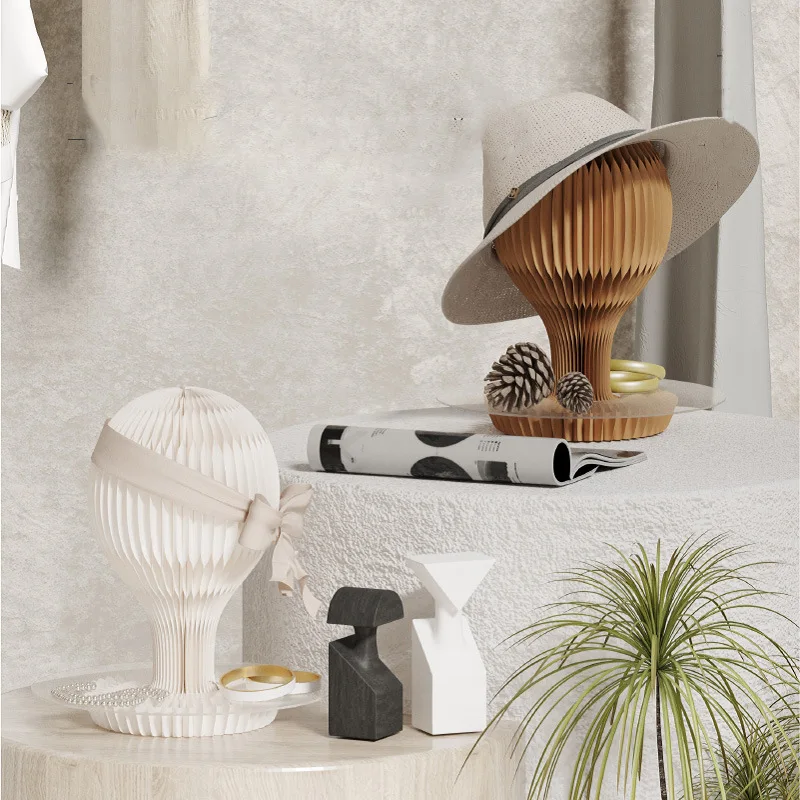 

Modern Eighteen-Paper Hat Display Stand Storage Rack Hat Holder Clothing Store Mannequin Scarf Display Head Model Foldable FYMQ