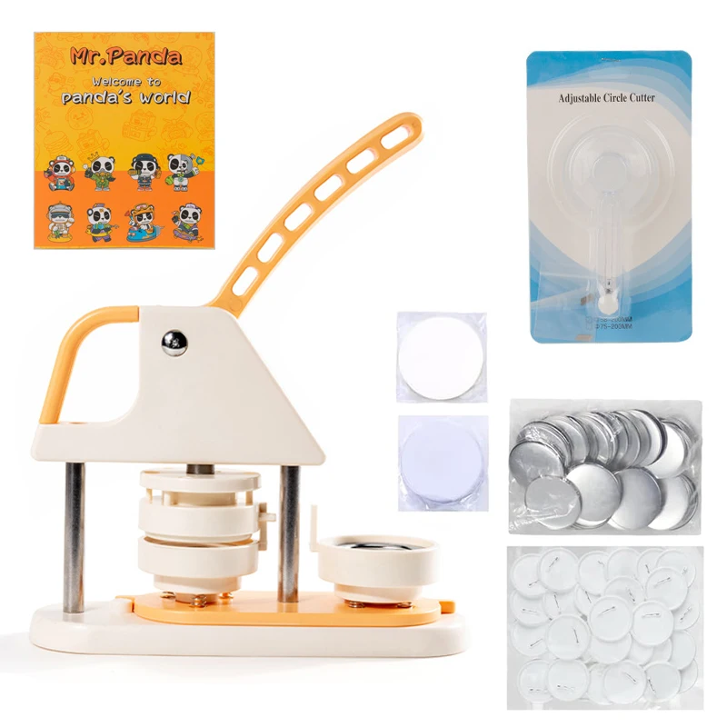 Button Maker Machine 25mm/32mm/37mm/44mm/58mm DIY Badge Maker Button Press Machine with 100pcs Buttons&Circle Cutter&Magic Book