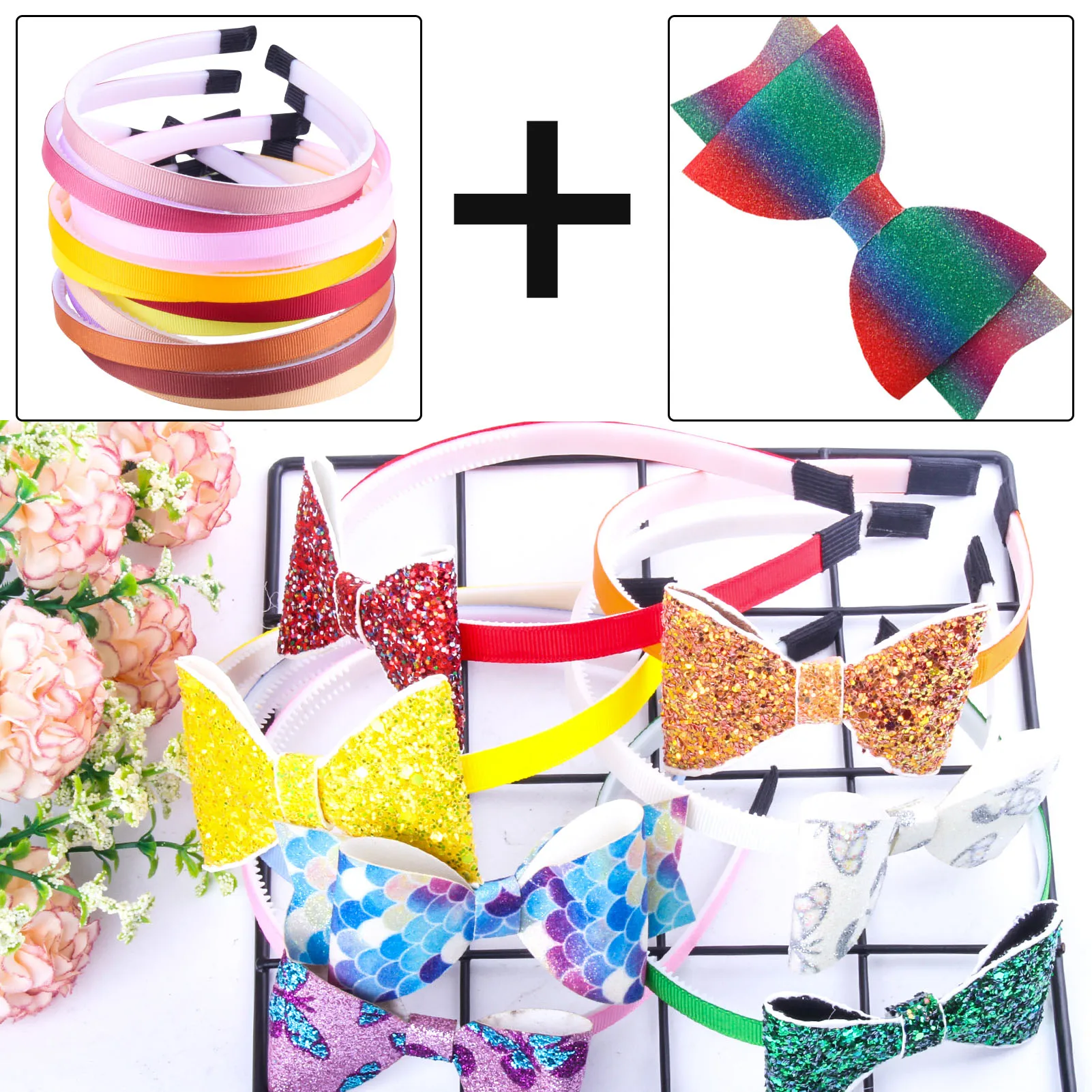 10pcs Ribbon Headbands for Women Colored Teeth DIY Craft Kids Hairband Covered Hair Hoop Multicolor Girl Headwear Accessories