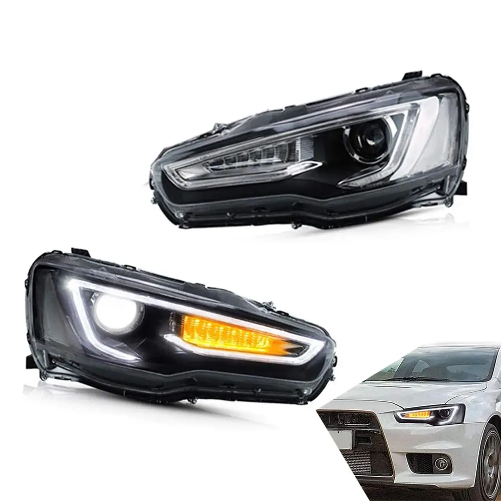 

Headlights Assembly for 2008-2018 Mitsubishi Lancer EVO X Head Lamp with Moving Turn Signal Dual Beam Lens Car Accessories