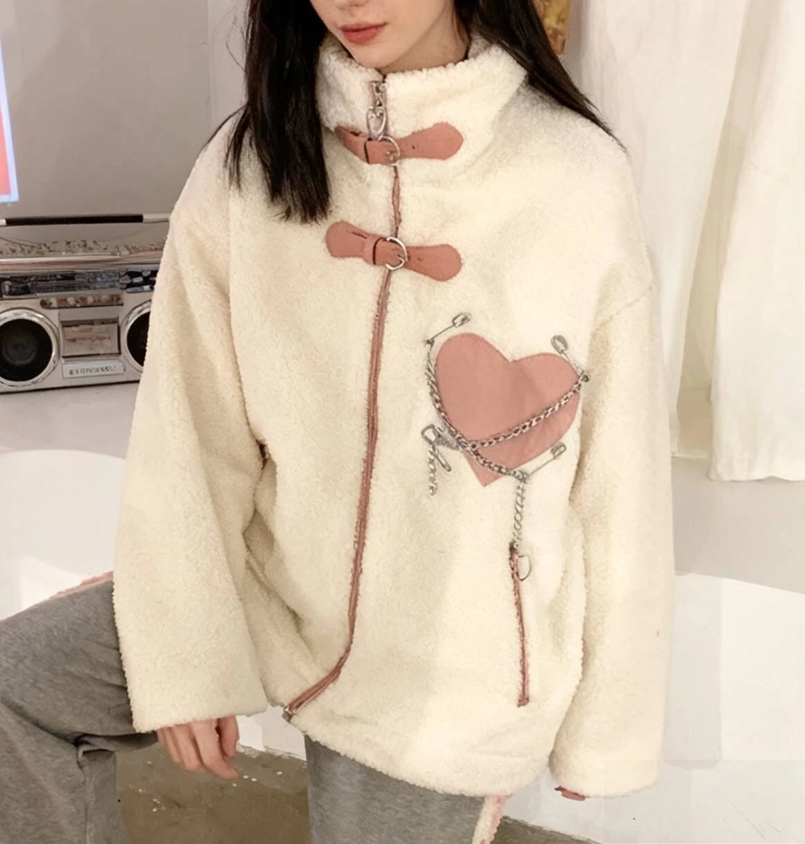 

Parkas Womens Femme Fall Bio-Cotton Anti-Cold Adjustable Belted Blocking Single-Breasted Crewneck All-Match Aesthetic College OL