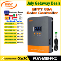 Powermr 80A MPPT Solar Charge Controller Max 160V Panel for 12V 24V 36V 48V Solar Battery Intelligent Regulator Lead-acid/Lithium