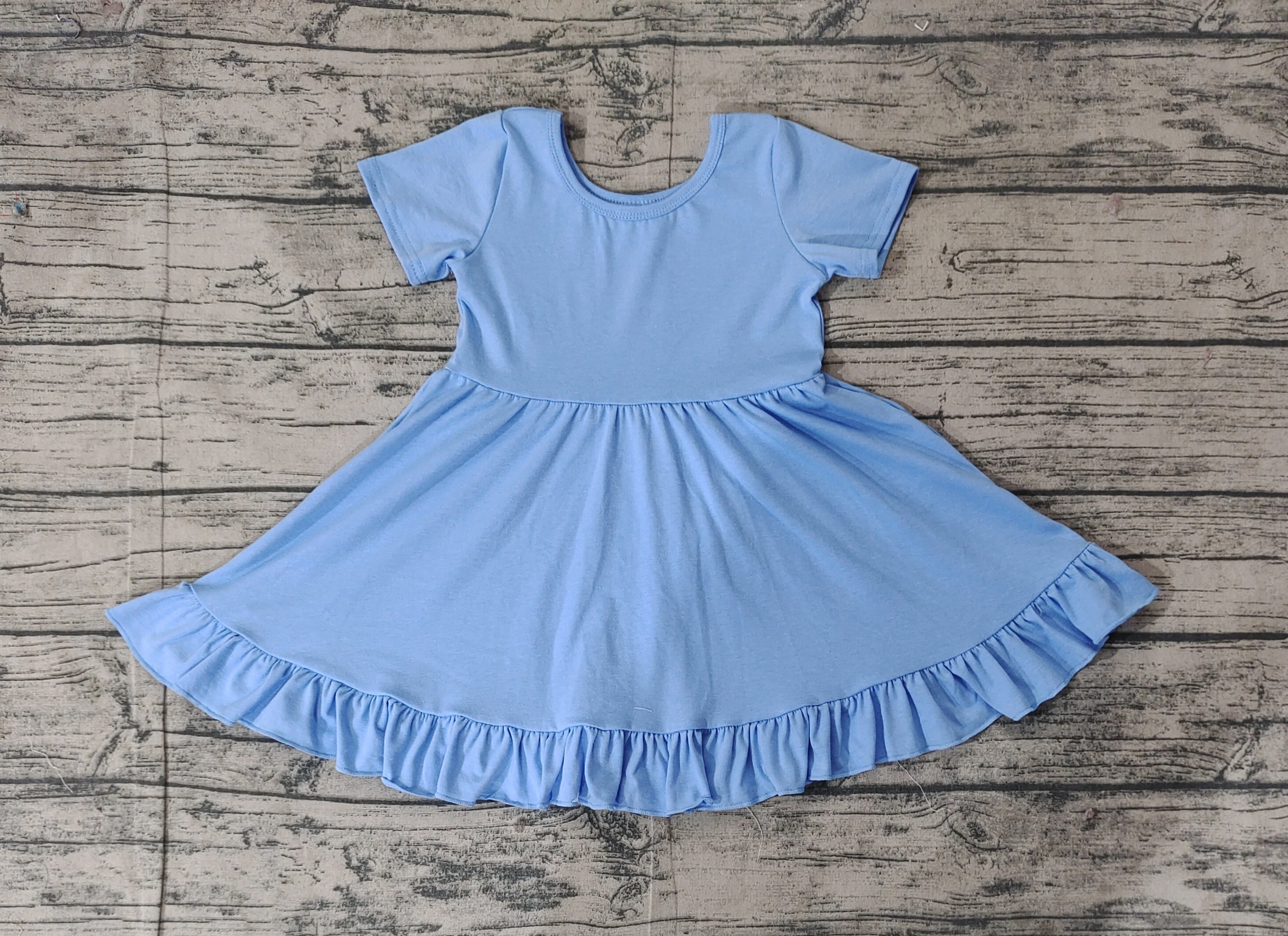 

Baby Girls Blue Twirl Ruffle Knee Length Dresses Preorder
