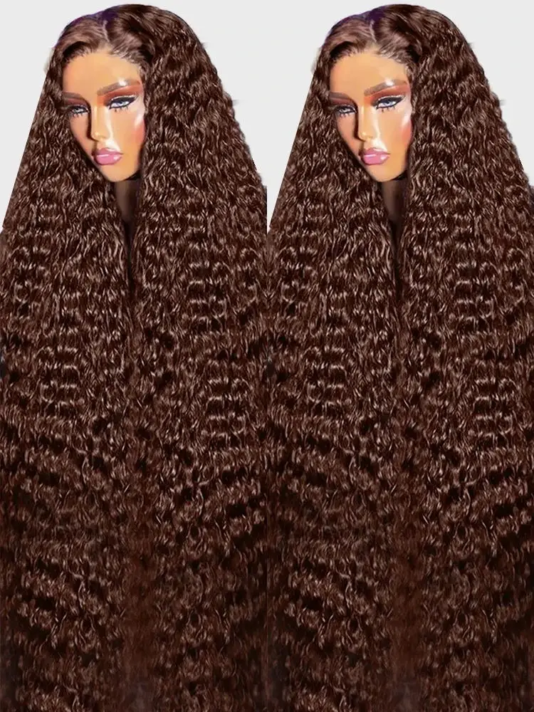 

Curly WIg Chocolate Brown Pre Cut No Glue 7x5 13x4 Glueless Preplucked Human Wigs Ready to Go Color Wig For Women